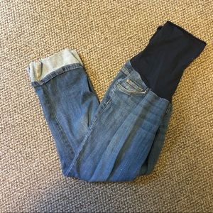 Indigo Blue Cuffed Leg Maternity Jeans Large